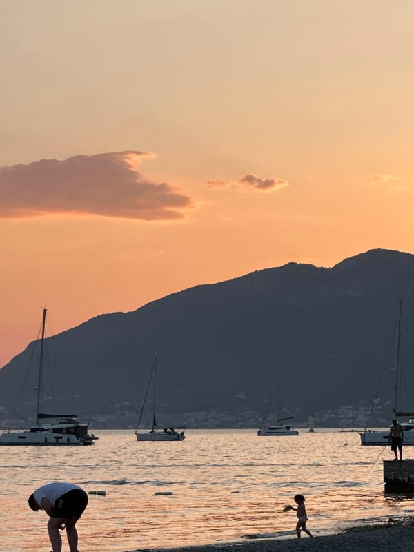 Sunset relaxation session captured in Tivat, Montenegro waterfront