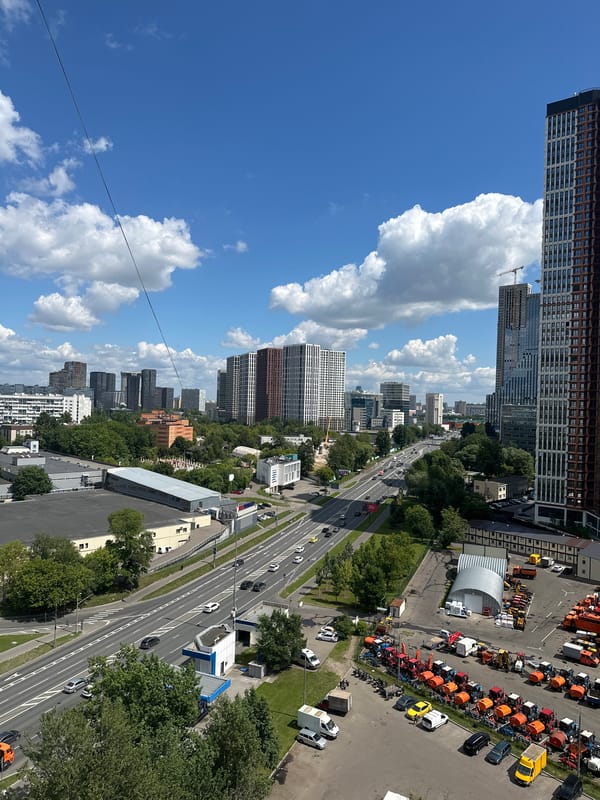 Aerial view over a busy multi-lane urban road