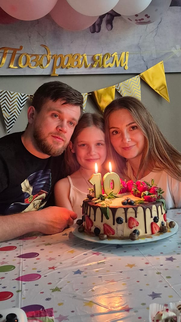 Family celebrates 10th birthday in Kemerovo home