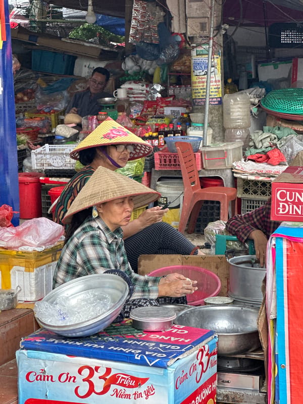 Morning market activity documented in Mai Chau, Vietnam