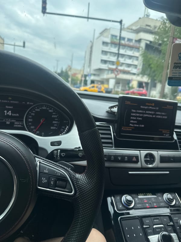 Morning drive through Kazanlak in an Audi
