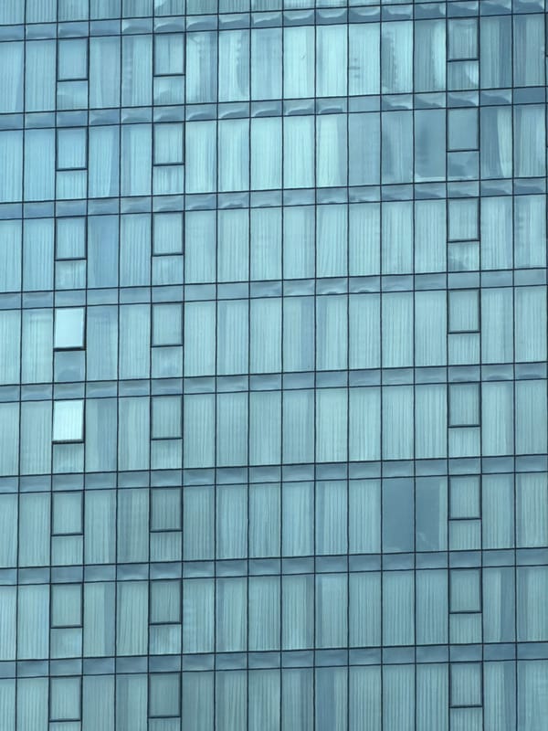 Building facade with grid-pattern windows documented in Tbilisi