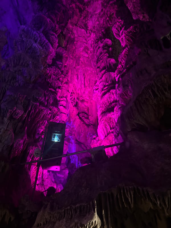 St. Michael's Cave lit up in color, Gibraltar
