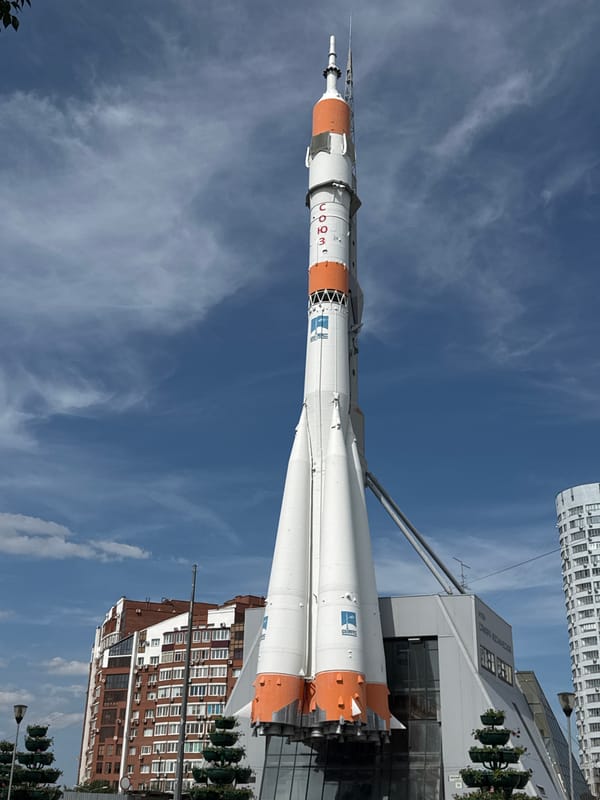 Soyuz rocket monument stands tall in Samara, Russia