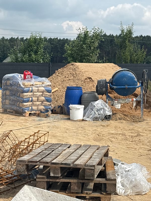 Solar panel construction underway in rural Opatów, Poland