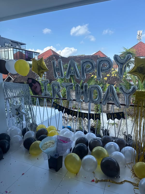 Birthday party setup on a North Kuta balcony, Bali