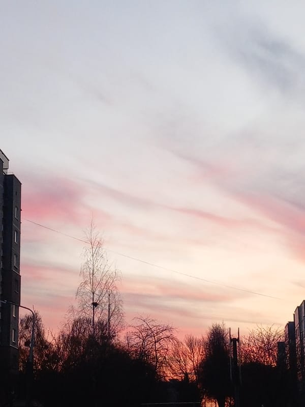 Pink-orange sunset observed over Hrodna, Belarus Friday evening