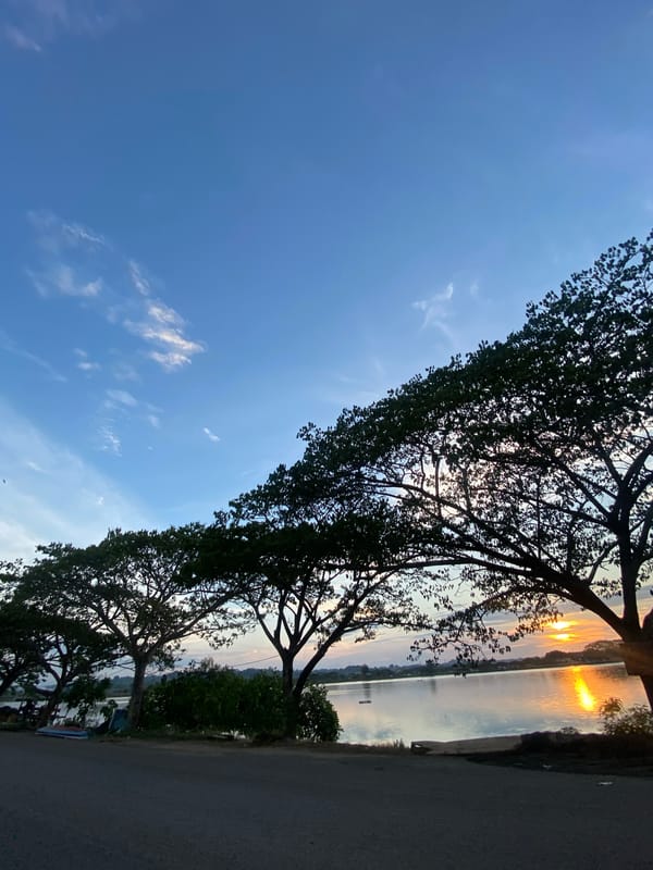Sunset waterfront evening captured in Lhokseumawe, Indonesia