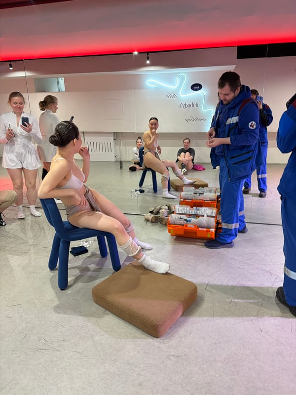 Dance studio session documented in Moscow facility