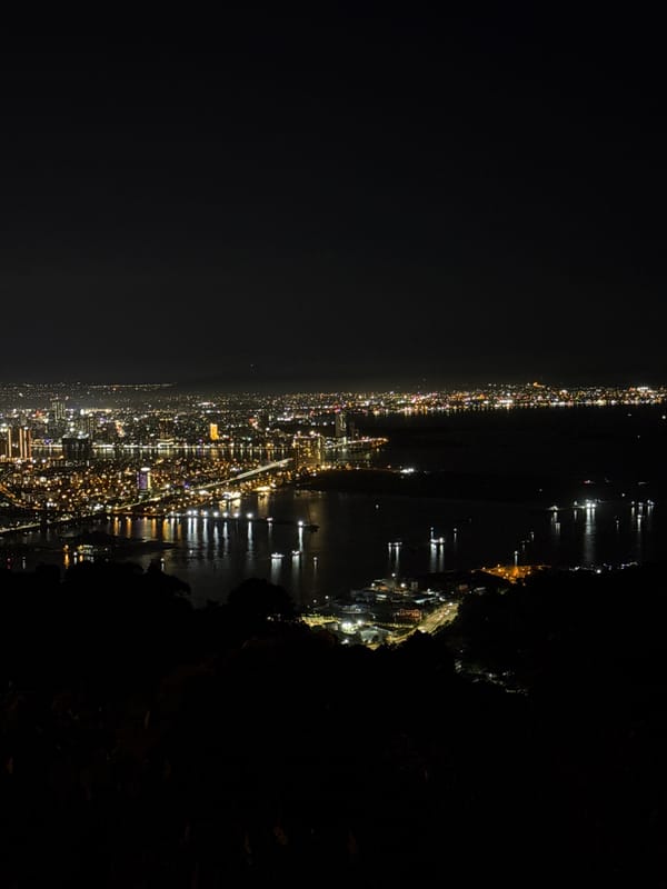 Đà Nẵng at night from above, Han River lit up