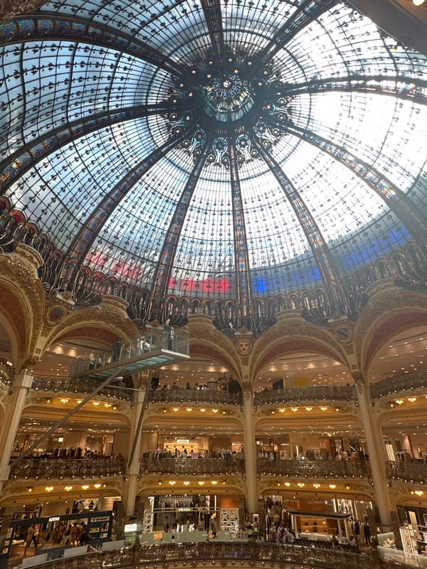 Art Nouveau dome and grand interior of a Parisian department store