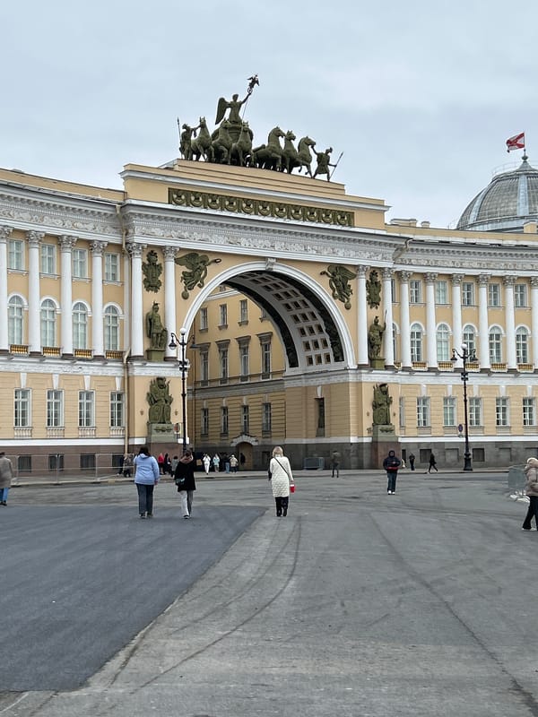 Palace Square architectural landmarks documented under overcast skies