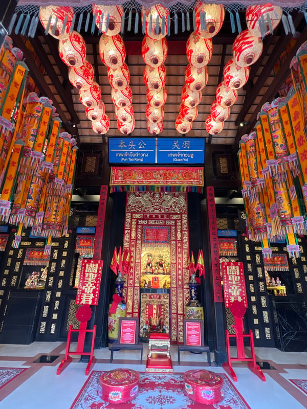 Inside a Chinese temple in Baan Hua Thanon, Thailand