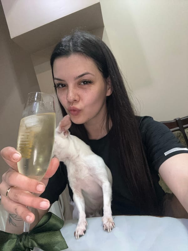 Woman takes selfies with chihuahua during champagne session in Bulgaria