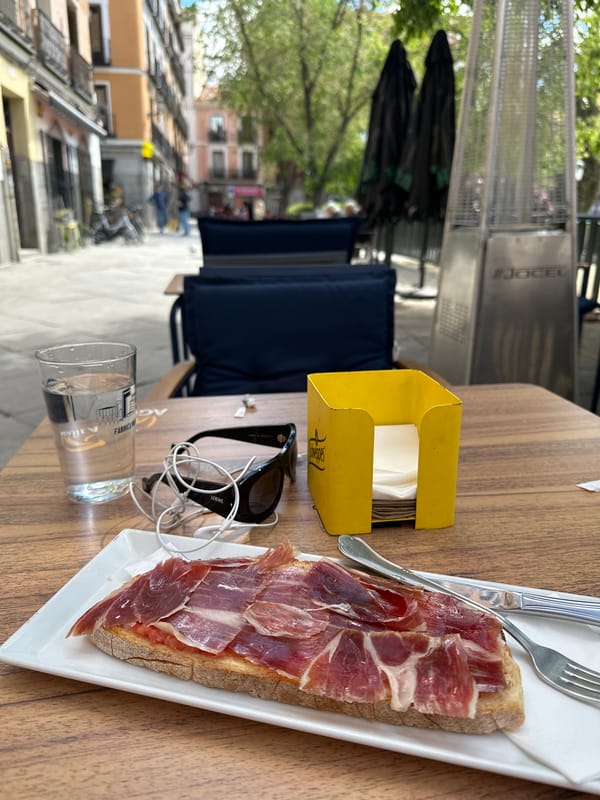Morning café scene captured at historic Madrid establishment