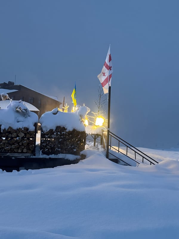 Woman takes selfie in ski lodge mirror