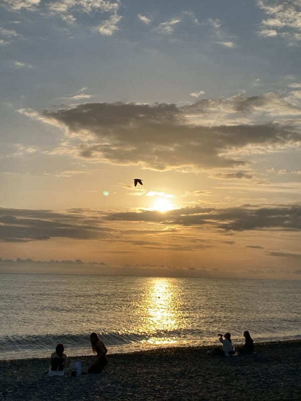 Sunset beach moments captured by visitors in Sochi, Russia