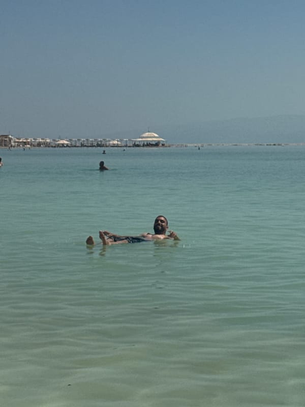 Tourists enjoy morning swim at Dead Sea beaches