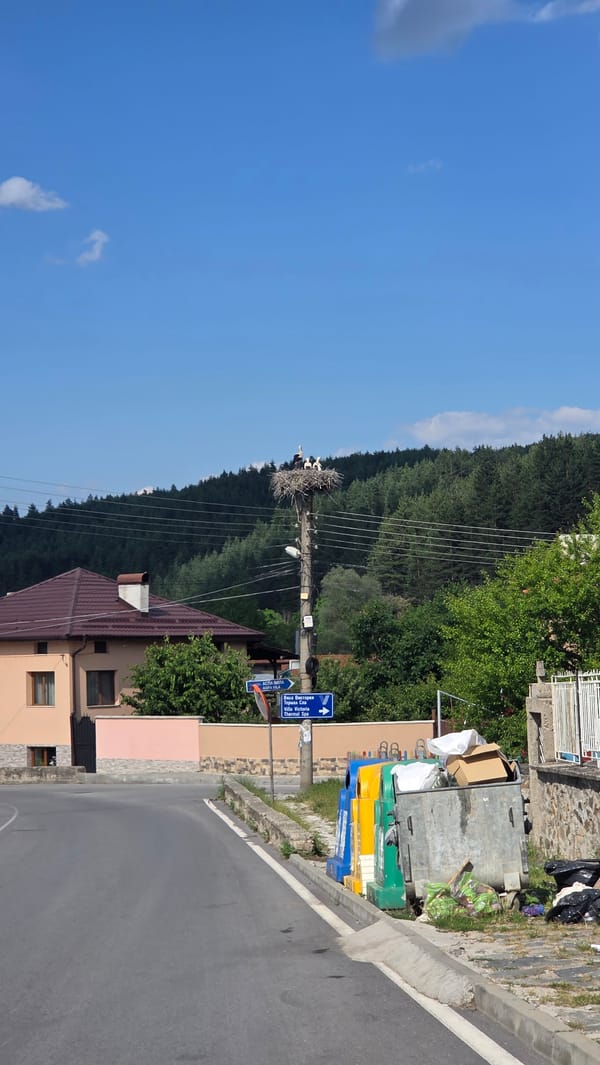 Midday walk through a quiet village on a clear day