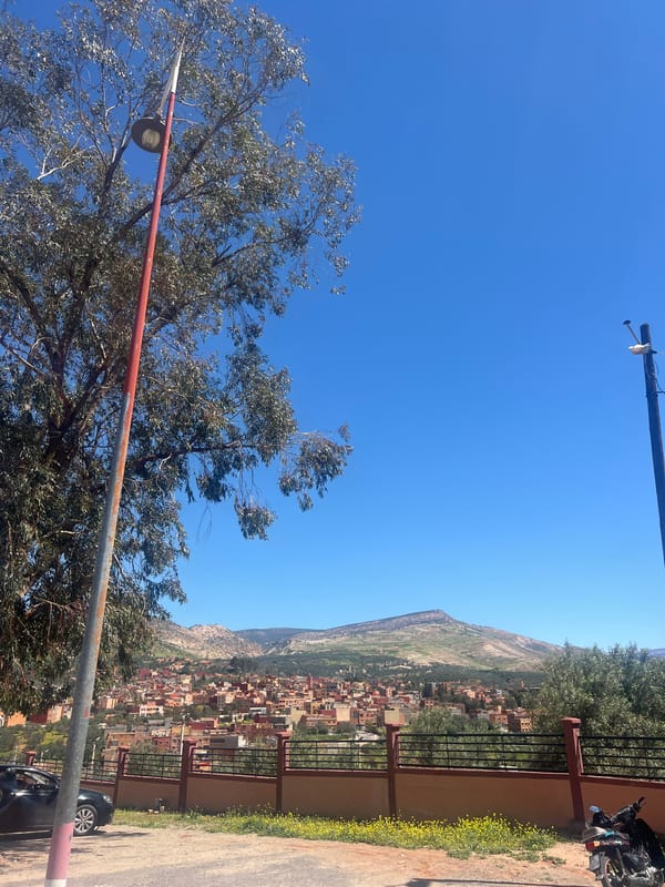 Mountain town views captured in Ouaouizert, Morocco