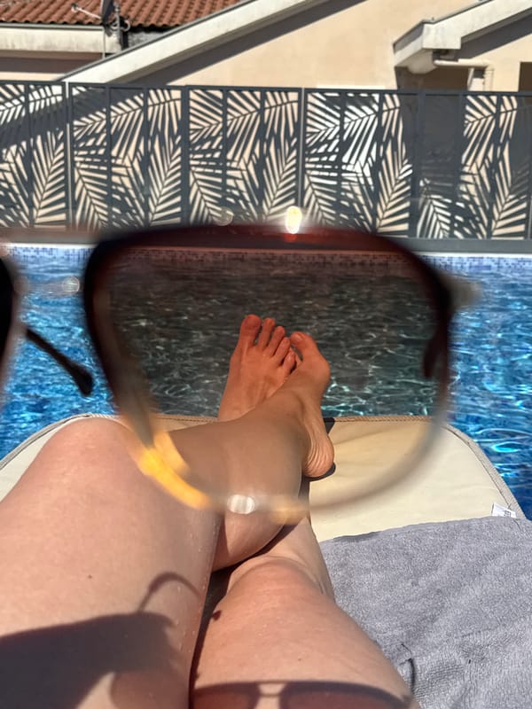 Morning poolside relaxation captured in Đenovići, Montenegro