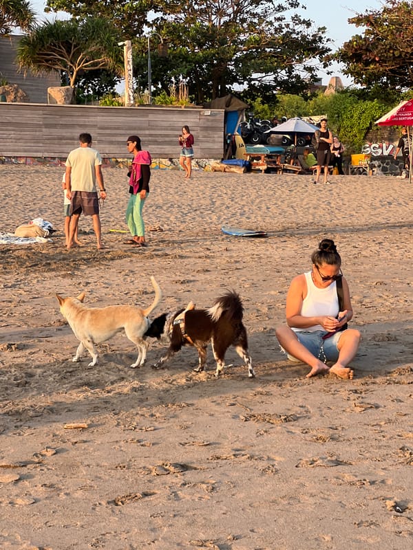 Late afternoon crowd on a North Kuta beach in Bali
