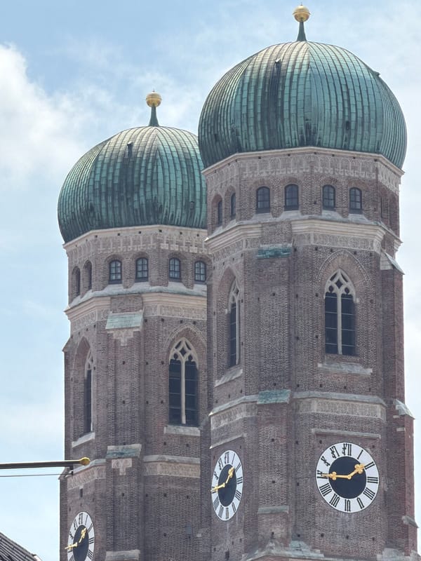 Munich city center: Frauenkirche towers and surrounding streets