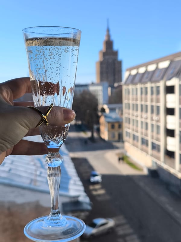 Spring celebration with champagne and flowers observed in Riga