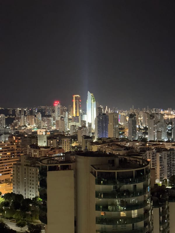 Nighttime illumination captured in La Vila Joiosa, Spain