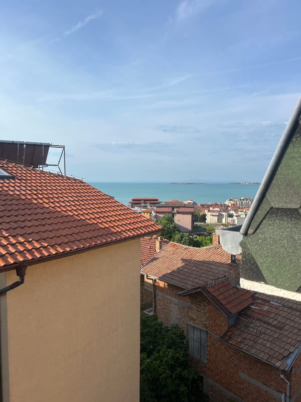 Morning coastal view captured from rooftop in Sveti Vlas