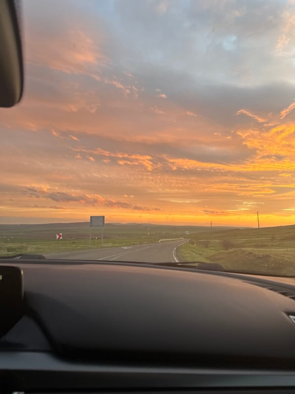 Dramatic sunset captured over rural Bulgarian landscape near Karnobat