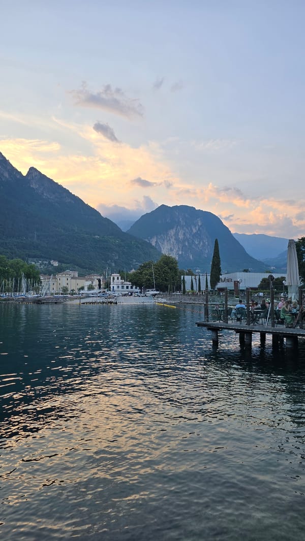 Sunset evening on the waterfront in Riva del Garda