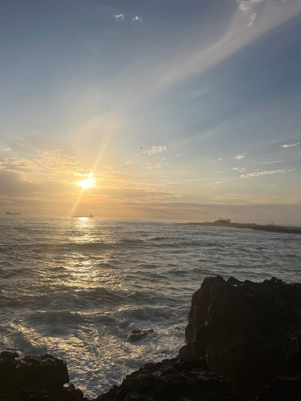 Sunset photographed over Arica coastline in northern Chile