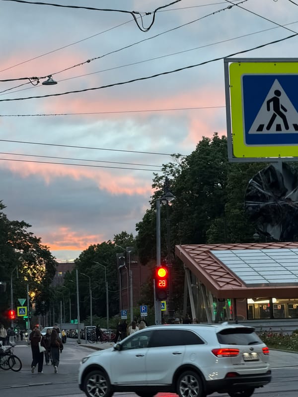 Rainy summer evening in Saint Petersburg's streets and gardens