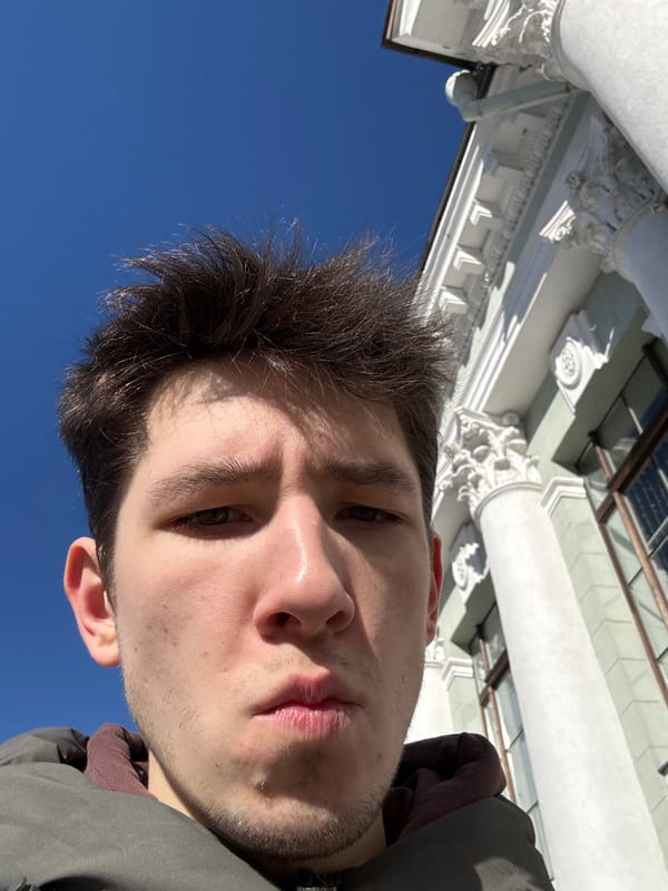 Person photographed near Vyborg city monument in Russia