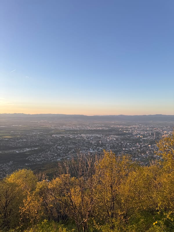 Evening scenes captured across Sofia during sunset hours