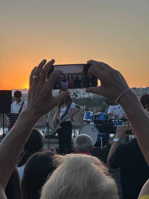 Live band performs outdoor sunset concert in Antalya