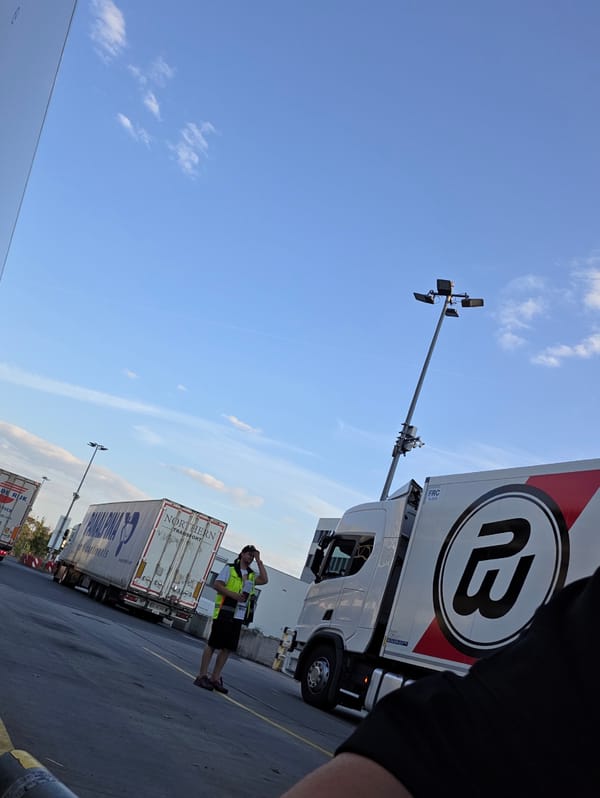 Freight operations underway at a Frankfurt logistics facility