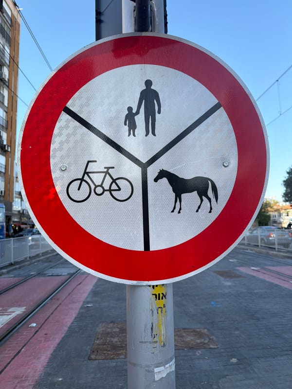 Prohibition sign photographed on pole in Bat Yam