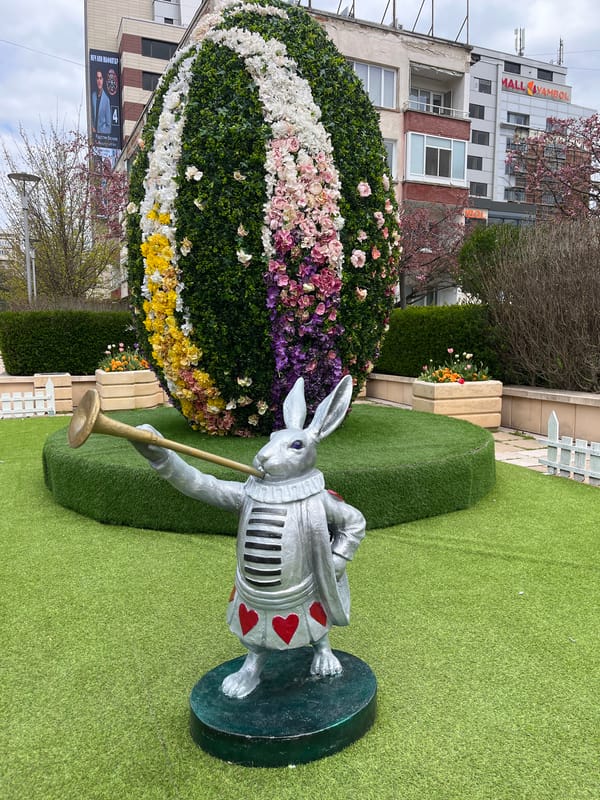 Floral Easter egg display spotted in Yambol, Bulgaria