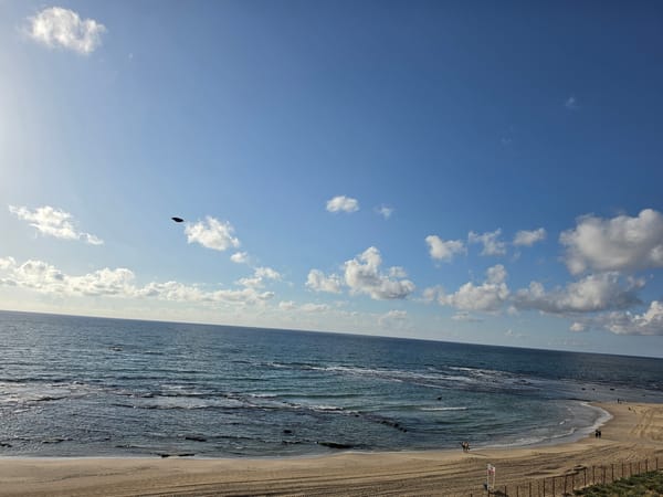 Peaceful beach day documented at Bat Yam coastline