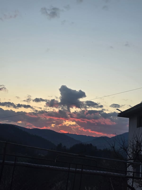 Sunset photographed from elevated position in Giovren, Bulgaria