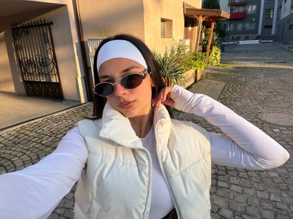 Couple takes selfies during afternoon stroll in Gabrovo, Bulgaria