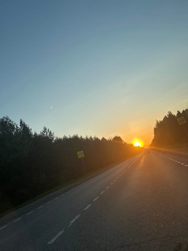 Evening drive through Chaikovsky countryside captured by travelers