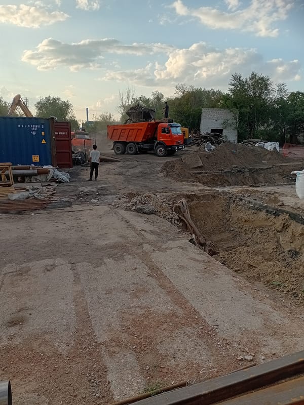 Heavy construction underway at a busy Semey, Kazakhstan site