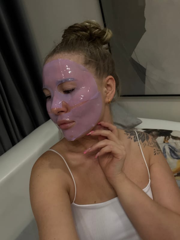 Sheet mask selfie session at home in Yiwu