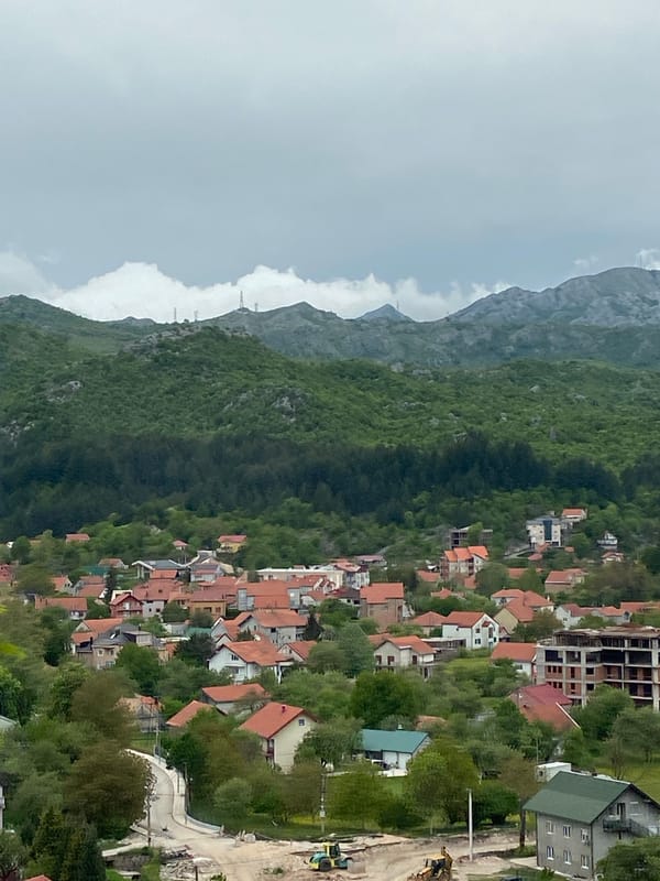 Road construction underway in historic Cetinje, Montenegro