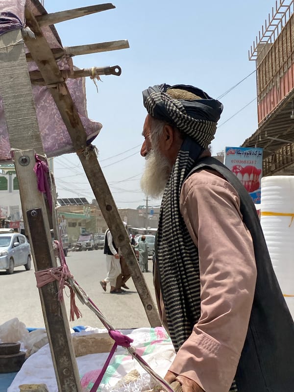 Morning street life and commerce in Kandahar