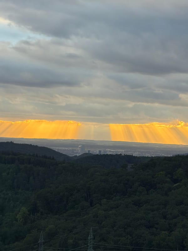 Dramatic sunset illuminates Swiss landscape over Sissach valley