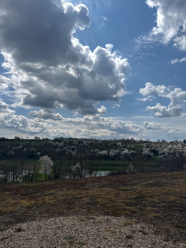 Rural landscape with mixed clouds observed in Bulgaria